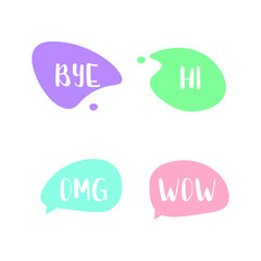 Bubble talk phrases. Online chat clouds with different words