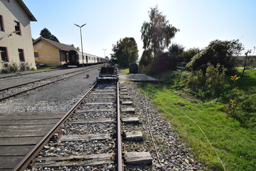 bahn, zug, transport, anreisen, beförderung,  landschaft, station, himmel