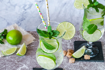 Refreshing mojito cocktail with mint and lime
