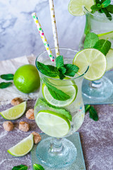 Refreshing mojito cocktail with mint and lime