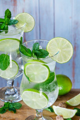 Refreshing mojito cocktail with mint and lime