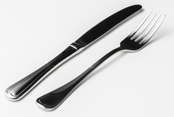 Fork and knife isolated on white background