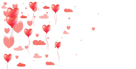 Red balloons in the shape of a heart. Vector graphics.