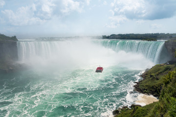 Niagara falls, horseshoe, seen from cliff in summer at Canada east coast
