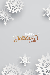 Holiday paper snowflakes banner. Vector Illustration. - 312495641