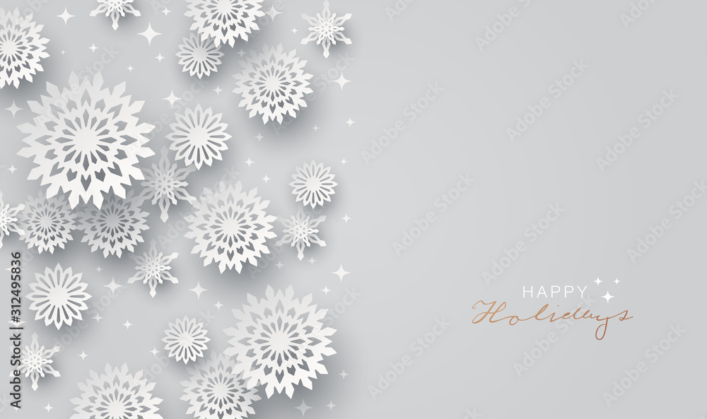 Canvas Prints holiday paper snowflakes banner. vector illustration.