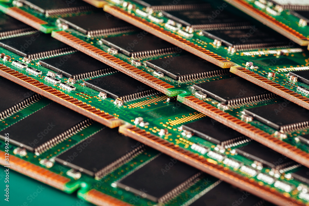 Poster close up of electronic circuit board with processor