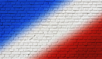 tricolor flag pattern on brick wall texture background