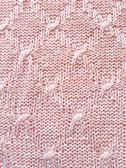 Сable knitting pattern, soft woolen fabric texture, handmade pink  mockup	