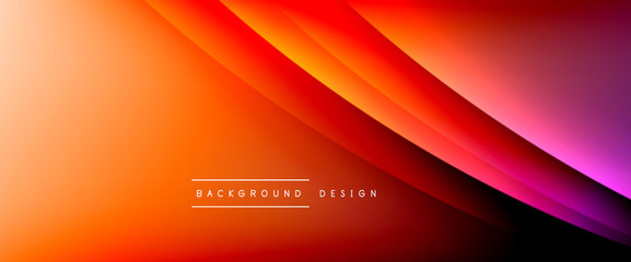 Wave liquid style lines with shadows and light on gradient background. Trendy simple fluid color gradient abstract background with dynamic straight shadow line effect