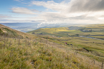 Naklejka premium Autumn mountain landscape on a sunny day
