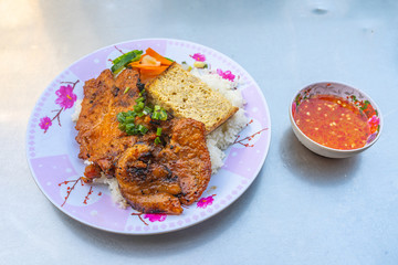 Famous, traditional Vietnamese cuisine - Com Tam broken rice
