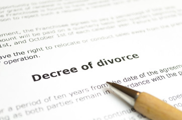 Decree of divorce with wooden pen