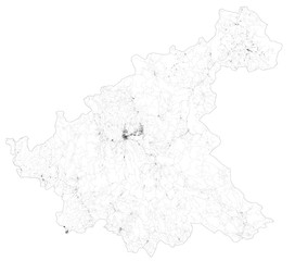 Satellite map of Province of Rieti towns and roads, buildings and connecting roads of surrounding areas. Lazio region, Italy. Map roads, ring roads