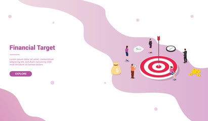 financial target goals for website template or landing homepage with isometric style - vector