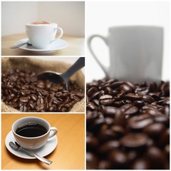 Collage of coffee and beans