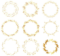 Obraz premium Set of luxury and complicated golden frames with hand drawn curls. Best for Valentines Day.