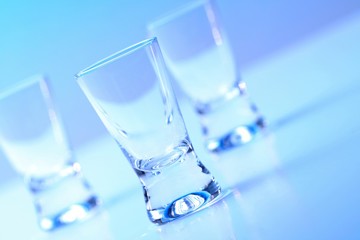 Studio shot of vodka glasses
