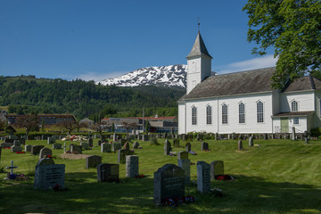 Fototapeta na wymiar Hardanger -Bergen / Norway 07.01.2015. View of the Hardanger Cemetery near Bergen.