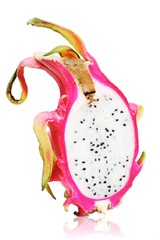 Close up of halved dragon fruit