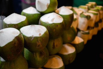 Fresh Coconut in the asian night market.