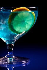 Close up of blue curacao drink
