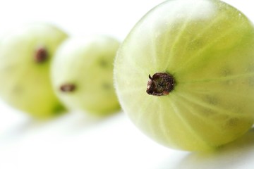 Close up of gooseberrys on white background