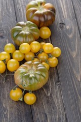 Close up of black an cherry tomatoes