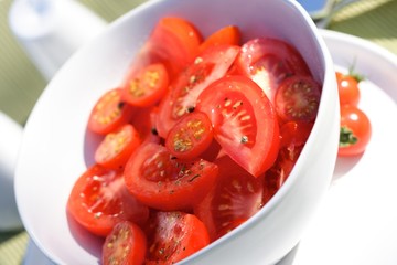 Close up of tomatoes in bowl