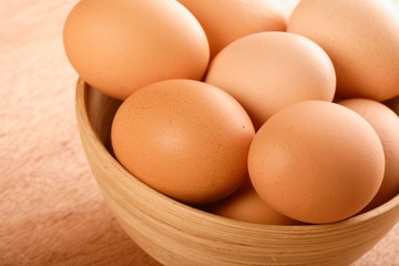 Close up of eggs in bowl