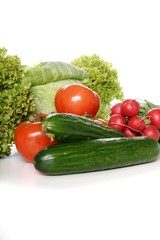 CComposition of vegetables on white background