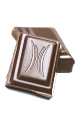 Close up of chocolate on white background