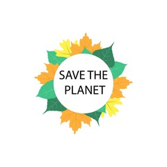 Save the planet. Graphic image with colorful crown.