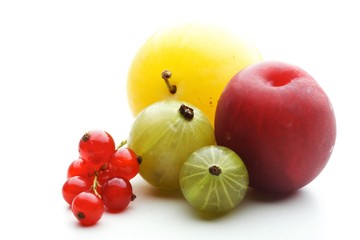 Close up of fruits on white backfground