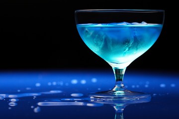 Close up of blue curacao drink