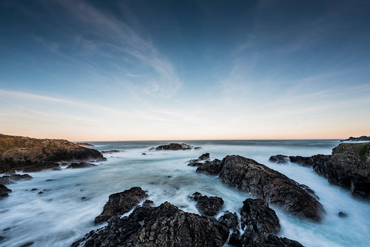 El mar en cuando amanece en galicia