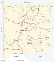 Fototapeta na wymiar road map of the US American State of New Mexico