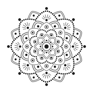 Mandala Dot Art. Dotted Floral Mandala. Decoration Ornament Consisting of  Dots. Vector Stock Vector | Adobe Stock