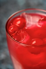 Studio shot of drink with ice cubes