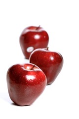 Studio soht of red apples on white background