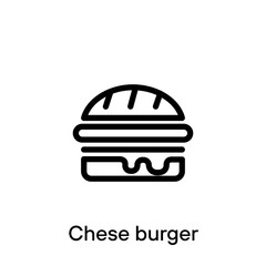 Cheese burger outline icon - Vector