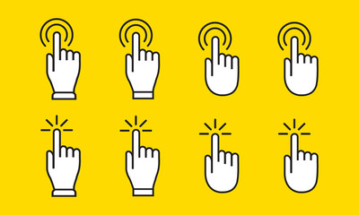 Hands clicking icons collection. vector illustration