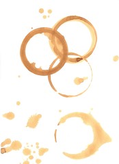 Coffee stains on white background
