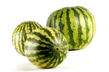 Three water melons on white background