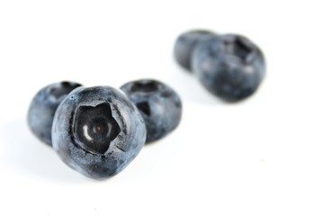 Blueberries on white background - close-up