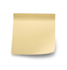 Yellow note sticks on white background