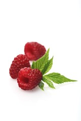 Raspberries on white background - studio shot
