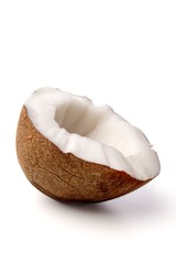 Coconut on white background - close-up