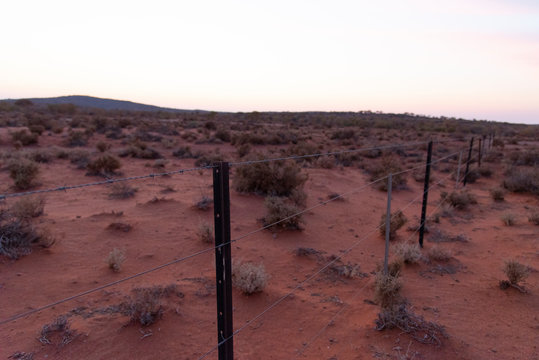 The fence at desert of Broken Hill outback of New South Wales, Australia.