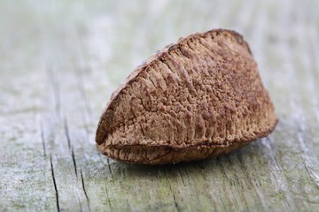 Brazil nut on wooden background